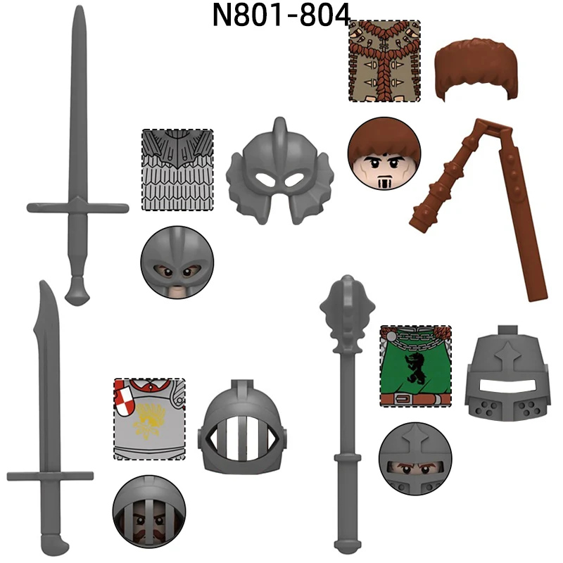 

The N801-N804 Tribal Eagle Black Bear Warrior Art Swordsman Model Blocks MOC Bricks Set Gifts Toys