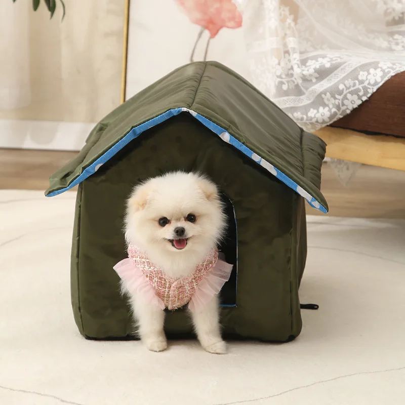 Pet House Indoor Outdoor Waterproof Windproof Detachable PP Cotton Doghouse Sunproof Dustproof Warm Keeping Shelter