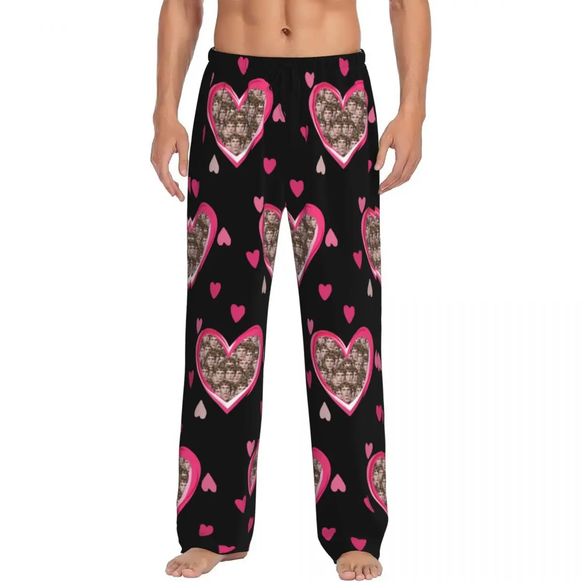 

Custom Personalized Head Face Photo Love Surrounded Pajama Pants Men Valentine's Day Gift Sleepwear Sleep Bottom Stretch Pockets