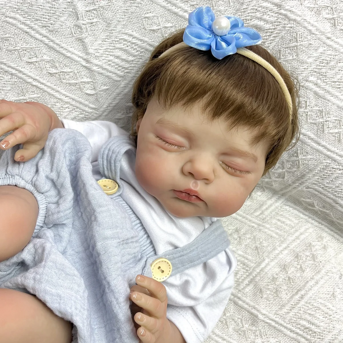 ตุ๊กตา BZDOLL ขนาด 48 ซม. ตุ๊กตาเด็กทารกหลับตาเหมือนจริง สำหรับเด็กผู้หญิง ทำจากไวนิล แขนขาเหมือนจริง ตัวทำจากผ้า ขนาด 19 นิ้ว ตุ๊กตาเหมือนจริง ทำด้วยมือ ของขวัญวันเกิด