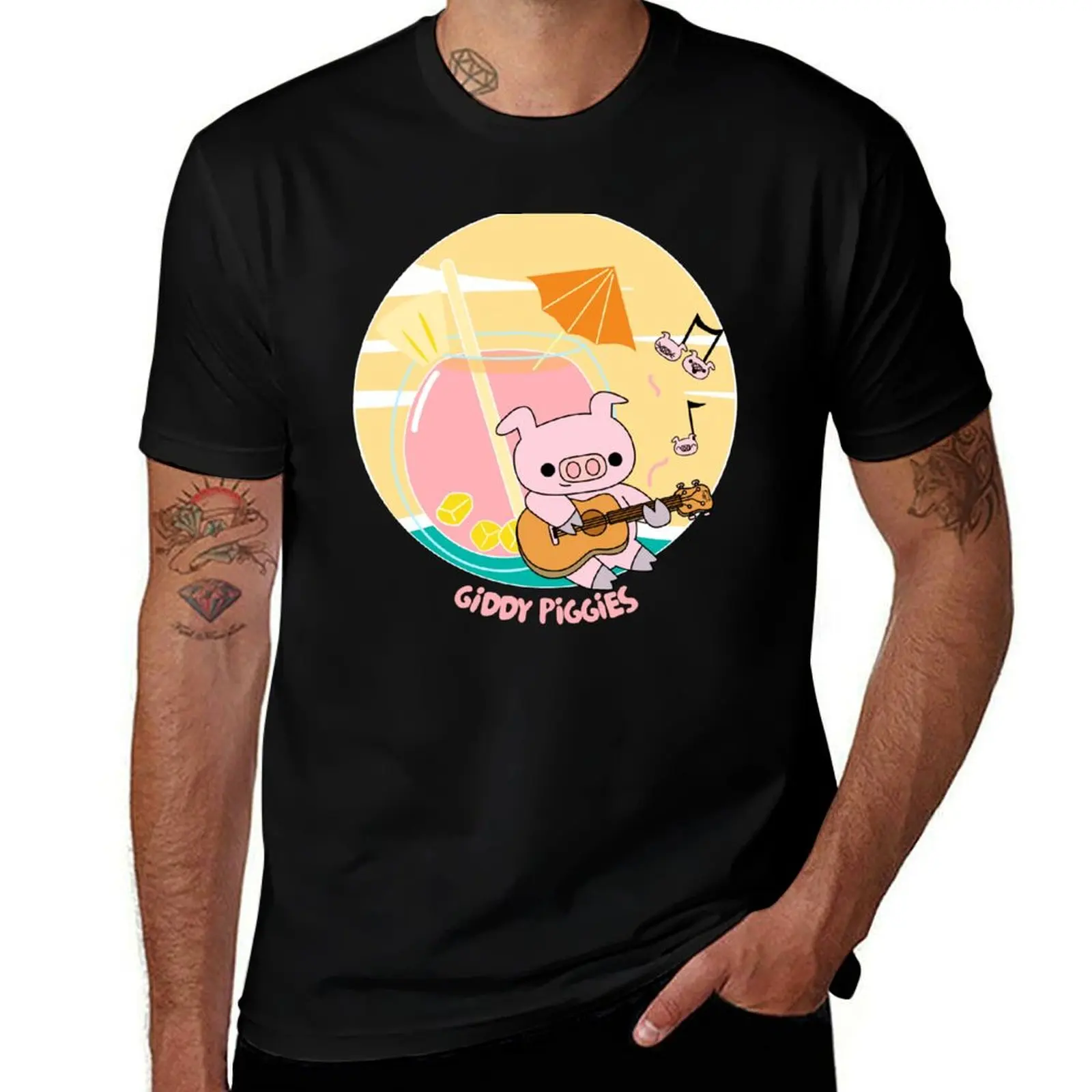 

Giddy Piggies Hawaii Ukulele T-Shirt Aesthetic clothing sublime croswit shirt man vintage t shirt men