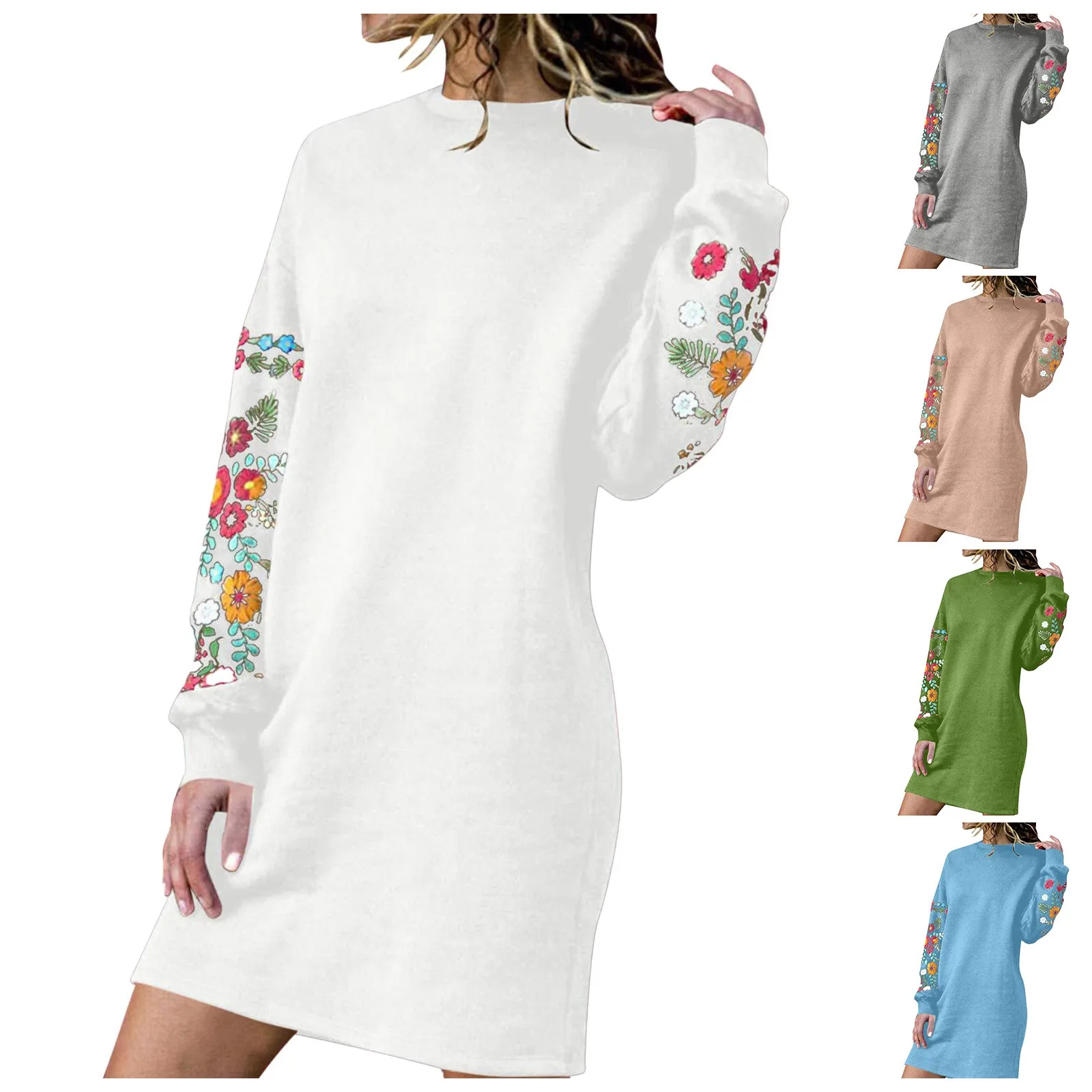 Hot Y2k Europe And America Simple Street Traf Joker Commuter Embroidered French Long Sleeve Top Women'S Dress Long Dress