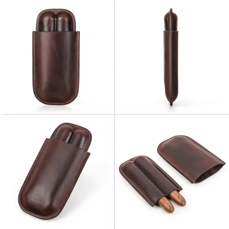 Przenośny skórzany futerał na cygara - Humidor do przechowywania wielu cygar w podróży - Prezent dla mężczyzn i ojców