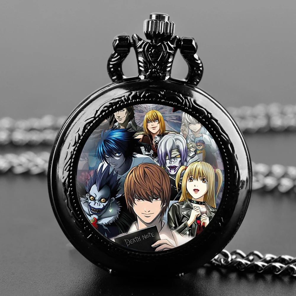 Anime Death Note Design Vintage Quartz Pocket Watches for Women Men Watch Unique Pendant Clock Necklace Kids Jewelry Gifts