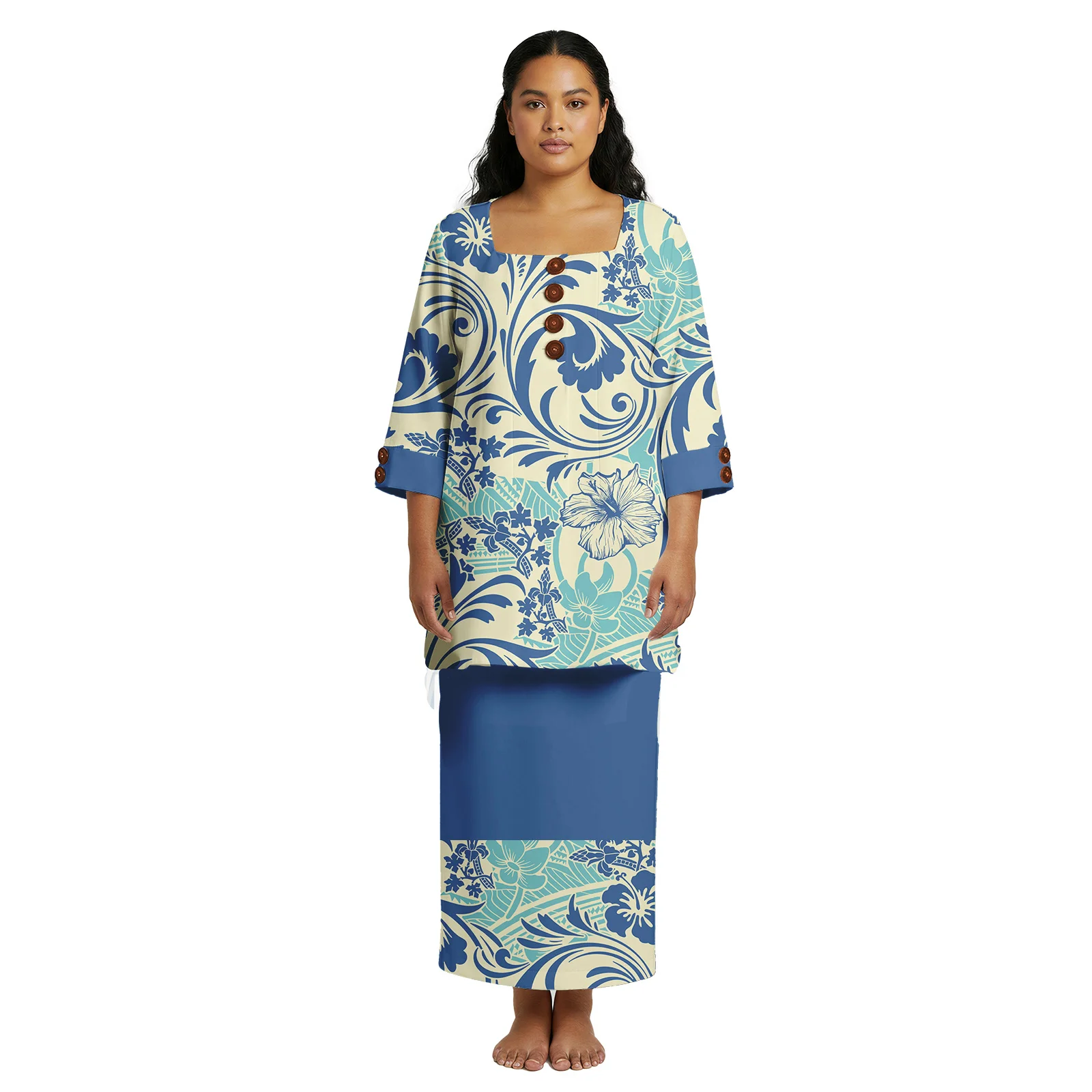 فستان ربيعي بتصميم قبلي بولينيزي لجزيرة المحيط الهادئ مطبوع حسب الطلب أنيق للحفلات الراقصة مكون من قطعتين فساتين بوليتاسي ساموا للنساء