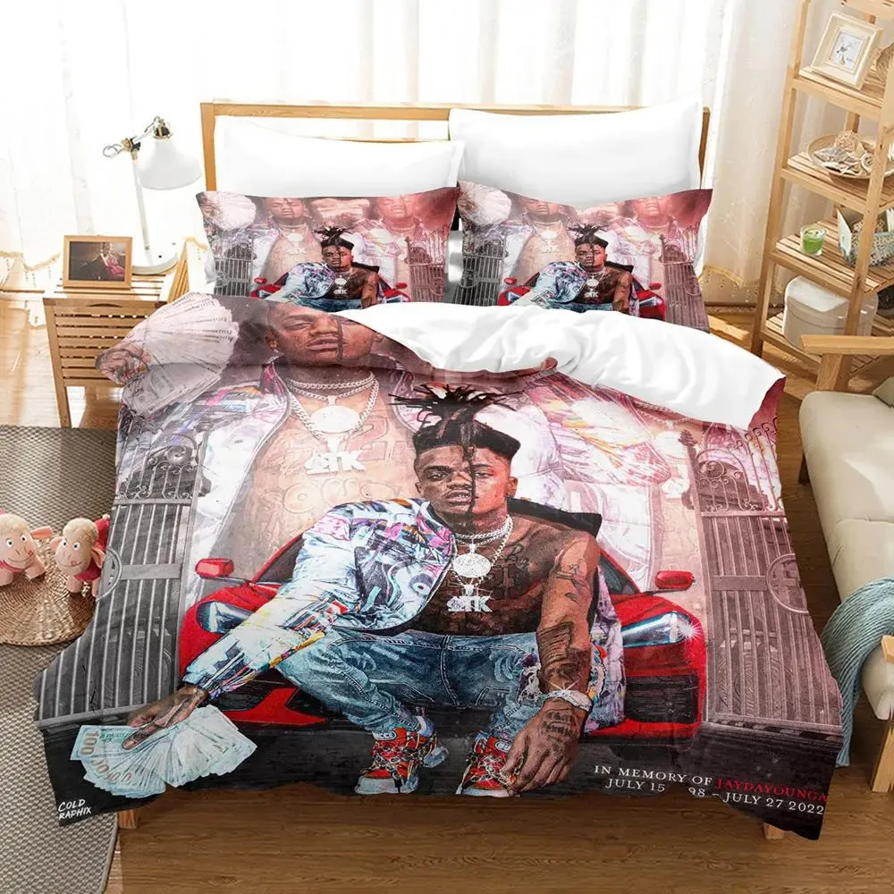 

RIP Jaydayoungan Rapper Bedding Set Boys Girls Twin Queen Size Duvet Cover Pillowcase Bed Kids Adult Fashion Home Textileextile