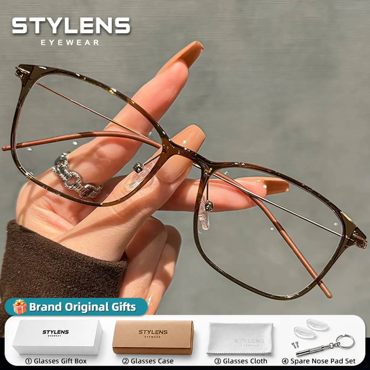 STYLENS New Ultralight Titanium Myopia Prescription Glasses Men Blue Light Blocking Reading Glasses Custom Progressive Eyewear