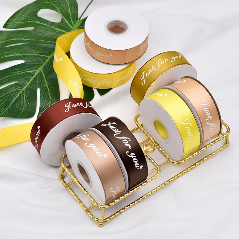 

22Meters/roll 2.5cm Printed "just for You" Gift Box Packaging Ribbon Valentine's Day Bouquet Decoration Clothing Accessories