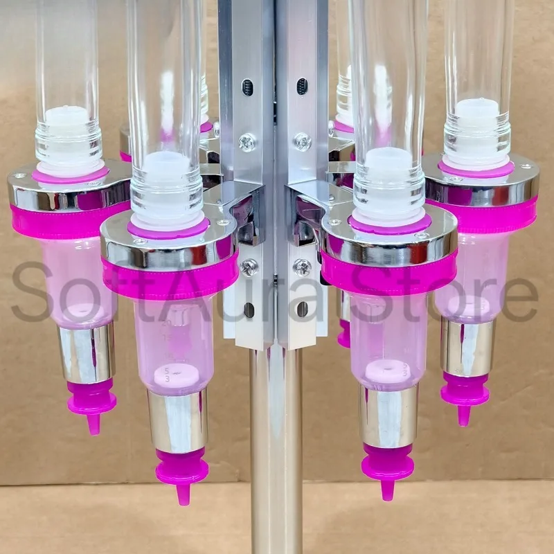 6 Bottles 200/400/500/750ml Rose Red Clear Glass Vessel Graduated Pump Turntable Set Empty Perfume Essential Oil Container
