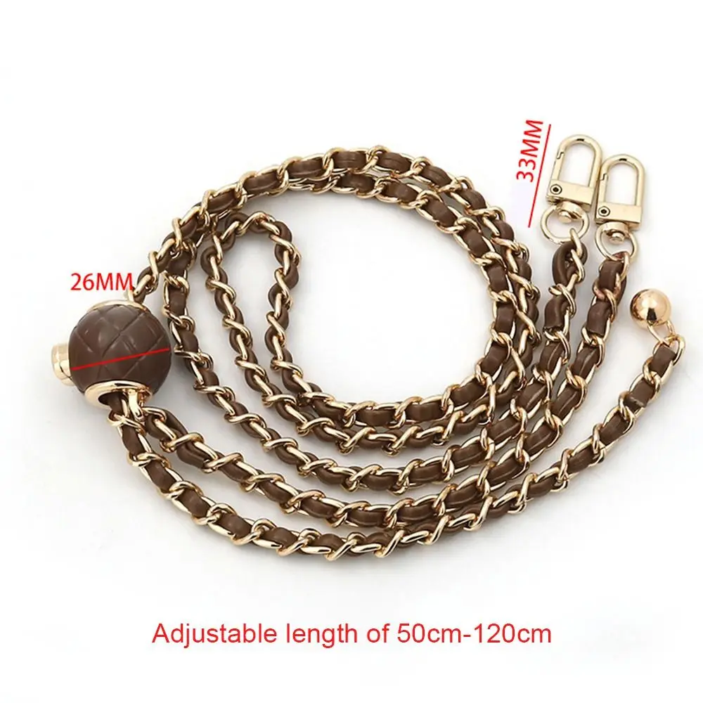 Fashion Metal PU Leather Bag Chain Small Golden Balls Chain Adjustable Length Replacement Shoulder Belt Handbag Accessories