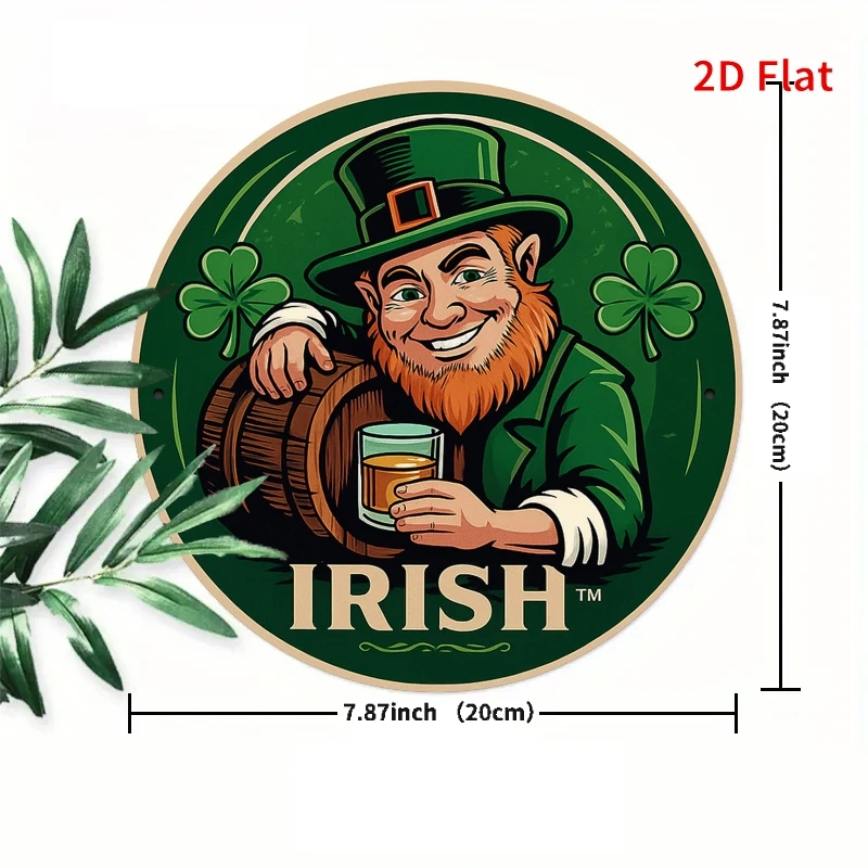 2D Flat, 2D Flat Print, American Vintage Round Iron Sign 8x8 Inch, Irish Whiskey Poster Theme, for Porch, Bedroom, Home, Farmhou