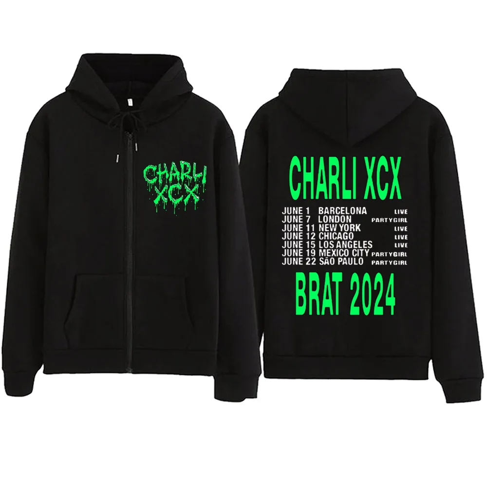 

Charli Xcx Brat 2024 Zipper Hoodie Harajuku Pullover Tops Sweatshirt