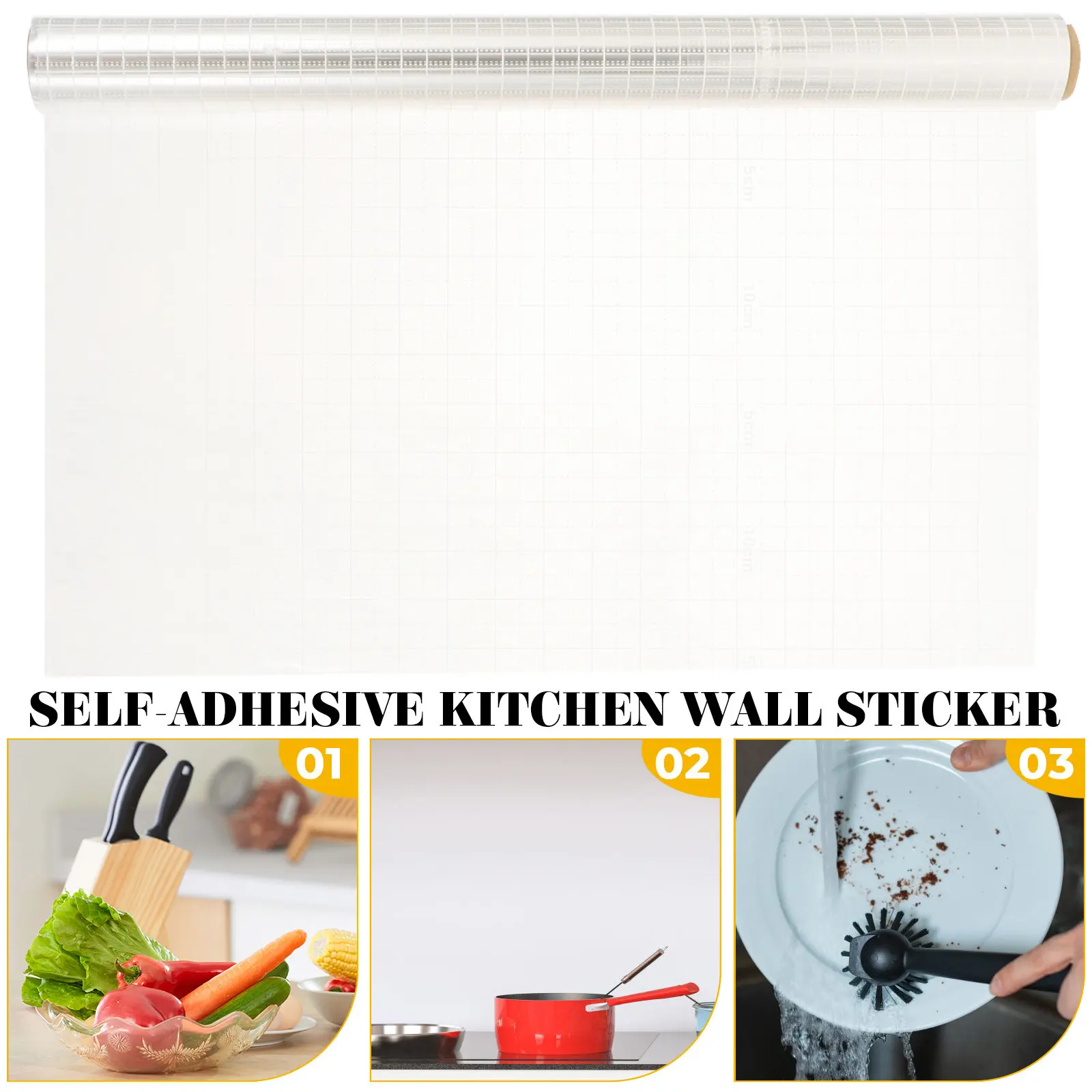 Kitchen Waterproof and Oil-proof Sticker Stickers Non-adhesive Static Cling Backsplash Grease Tiles view 5
