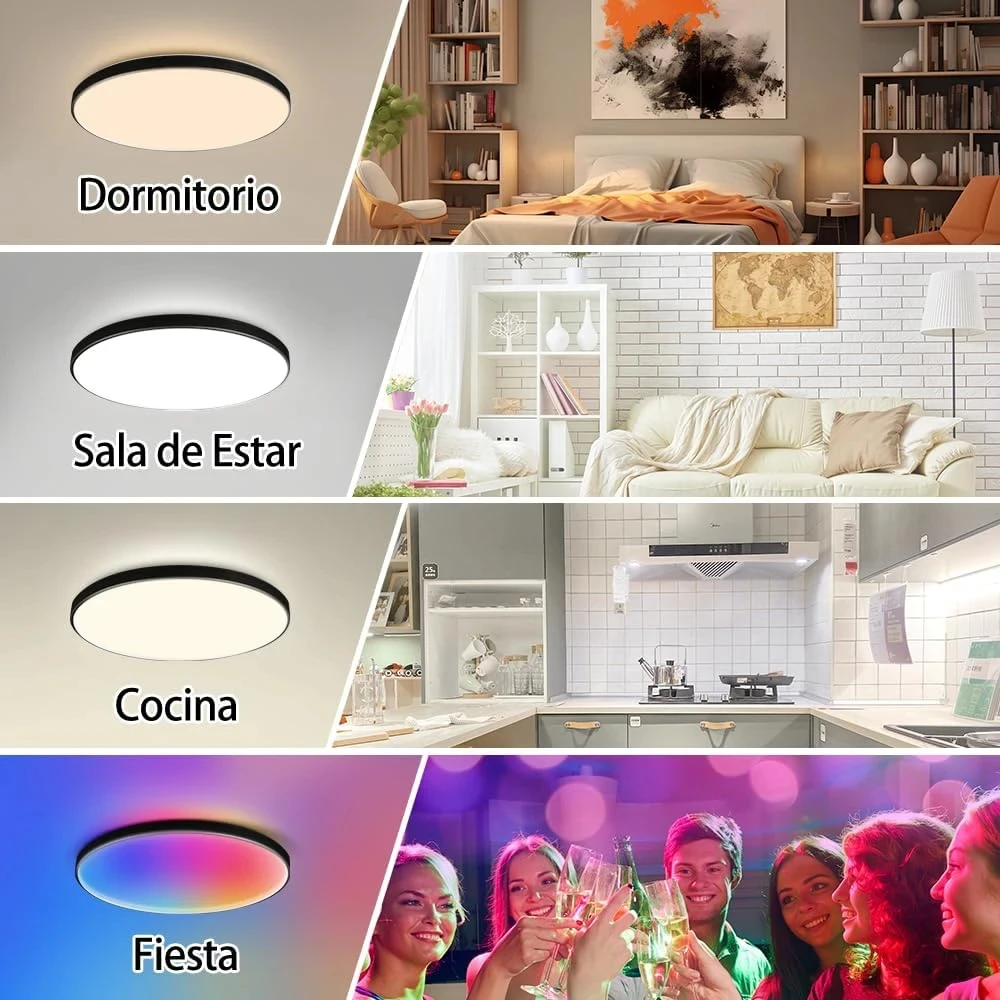 Imagem -05 - Smart Rgb Led Teto Luz Lâmpada Painel Wifi para Home Decor Quarto Escurecimento Luz Alexa e Controle do Google Chandelier