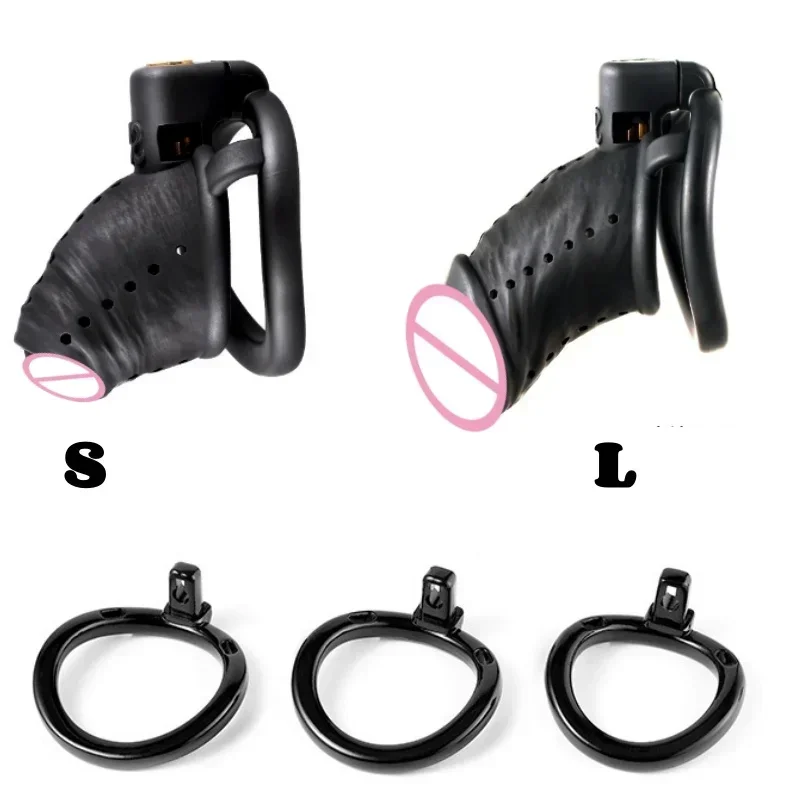 Simulated Penis Chastity Cage Sm Bondage Penis Bondage Cock Cage with 3 Size Rings Gay Male Sex Toys 18+ Khoá Dương Vật