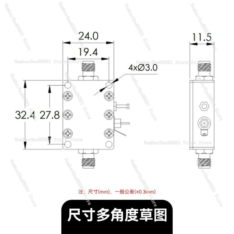 SMA Bias Tee DC Injector 0.1 12GHz RF Coaxial DC Blocking for Amplifier Test