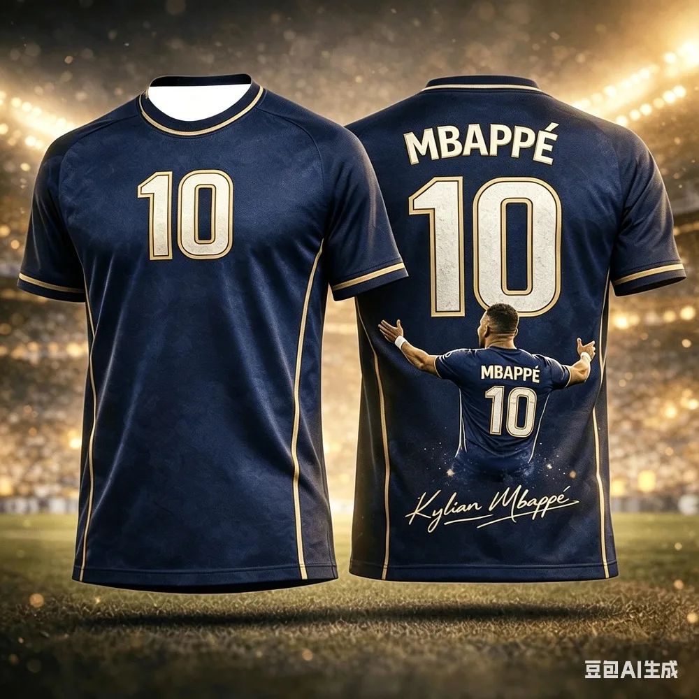 Summer New Model Mbappé 3D Printed Children's Football T-shirt Is Moisture-wicking and Breathable, Suitable for Daily Wear.