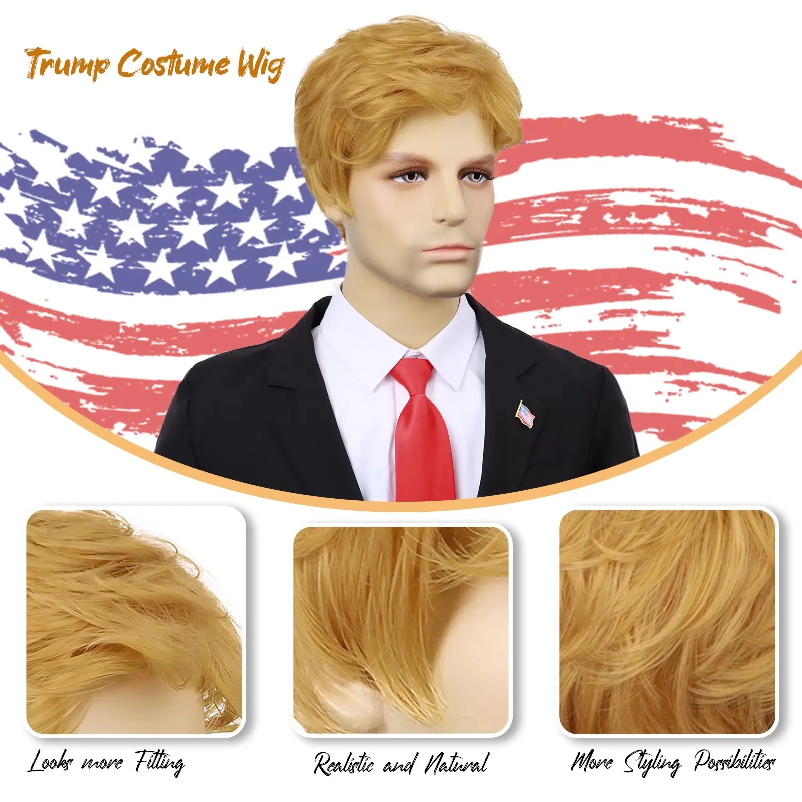 Men's Heat Resistant Synthetic Costume Wig 3