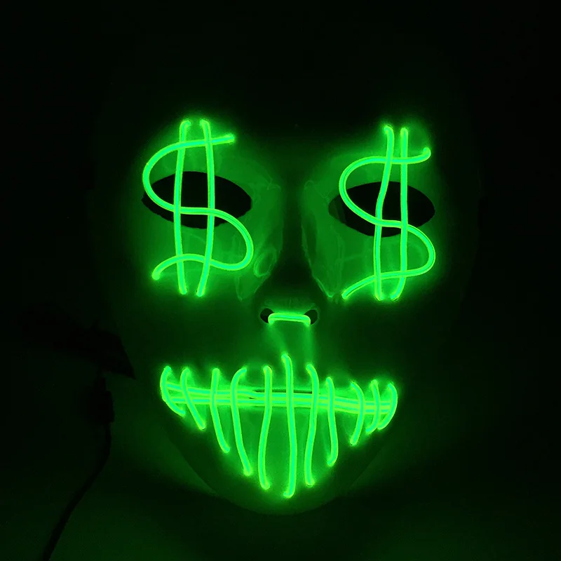 قناع إضاءة LED قناع فم مخيط الانارة لجميع القديسين حفلة تنكرية للنوادي الليلية DJ 10 ألوان حدد قناع Led الدعائم #1