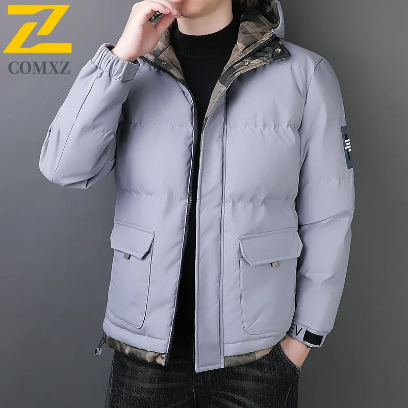 

COMXZ Мужская стеганая куртка ветрозащитная морозостойкая с капюшоном уличная снежная уличная стеганая куртка лыжная теплая хлопковая стеганая куртка