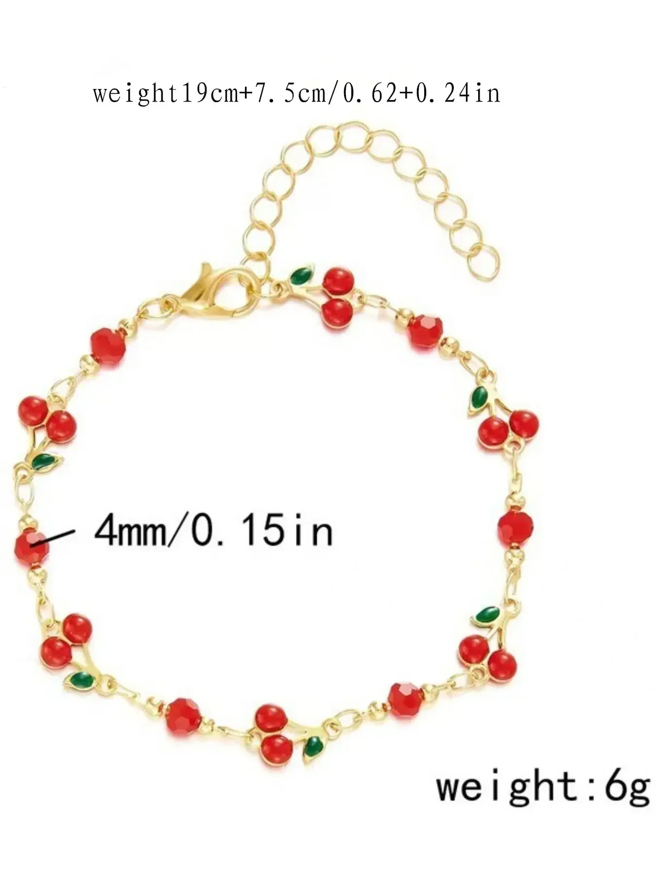 Women's Sweet Cherry Bracelet, Colorful Fruit Series Jewelry Accessory, Versatile Easy to Match Fashion Handwear for Daily Wear, Jewelry Gifts