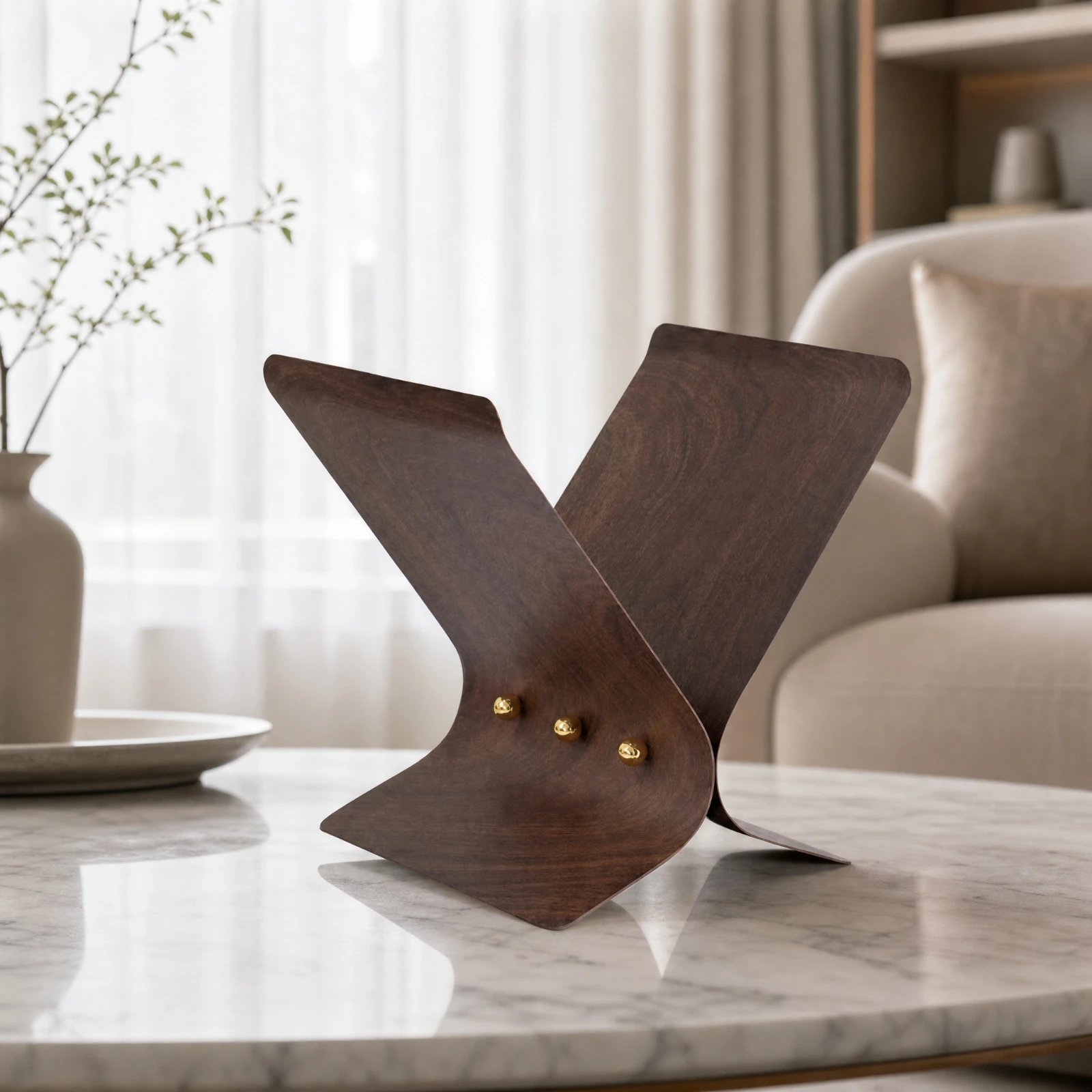 Freestanding Desktop Magazine Rack Decorative Metal Magazine Rack with Wood-Grain Finish Industrial Multi-Purpose
