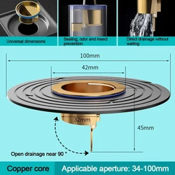 1pc Shower Floor Drain Sink Strainer Bathroom Supplies Universal Fast Drainage Floor Drain Dectable Backflow Preventer Household