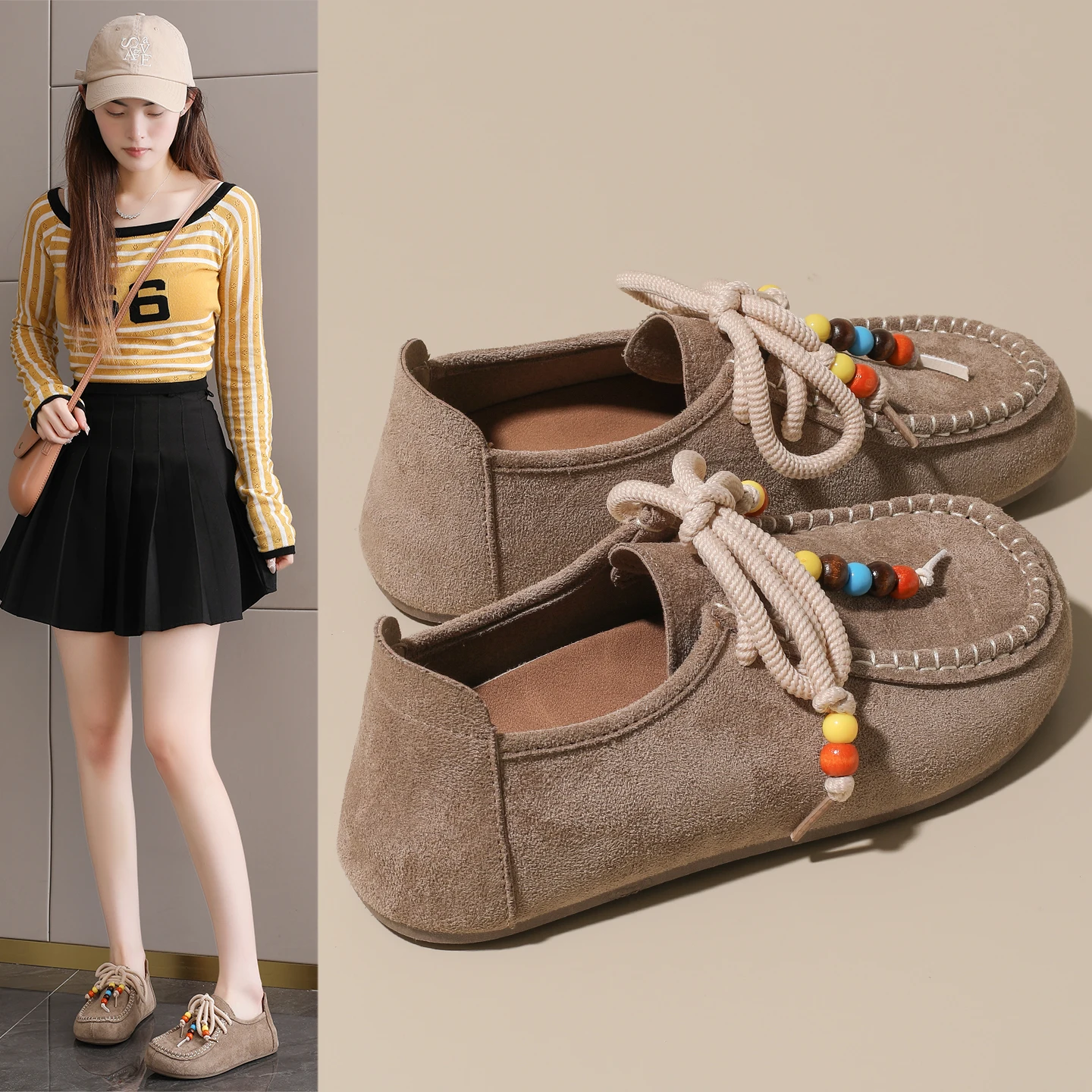 

Retro Women's Shoes - 2025 New Autumn Flat Single Shoes - One-piece Slip-on Lazy Beanie Shoes - Casual Loafers Shoes