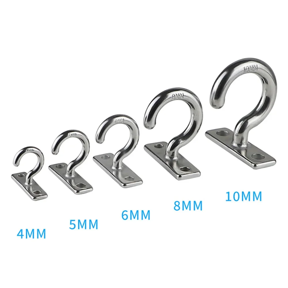 8Pcs Heavy Duty Ceiling Hooks 304 Stainless Steel Mount for Hanging Clothes Pictures Lights Flat Question Mark Design