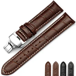 Leather Strap Watch Band 20mm 22mm 18mm 16mm 24mm Universal Belt Butterfly Buckle Sports Bracelet Wristband Watch Accessories