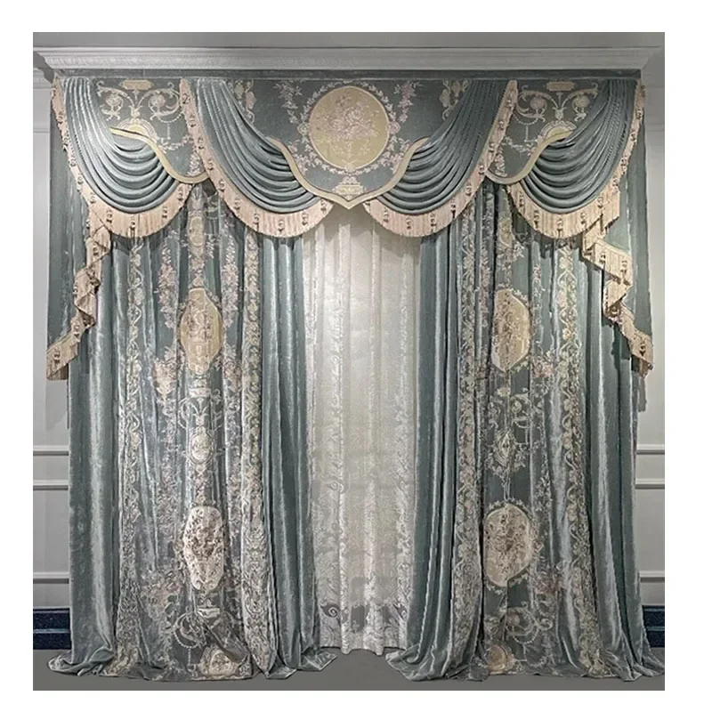 

New American European French Romantic Curtains for Living Dining Room Bedroom Mulberry Velvet Embroidered Curtains Customise