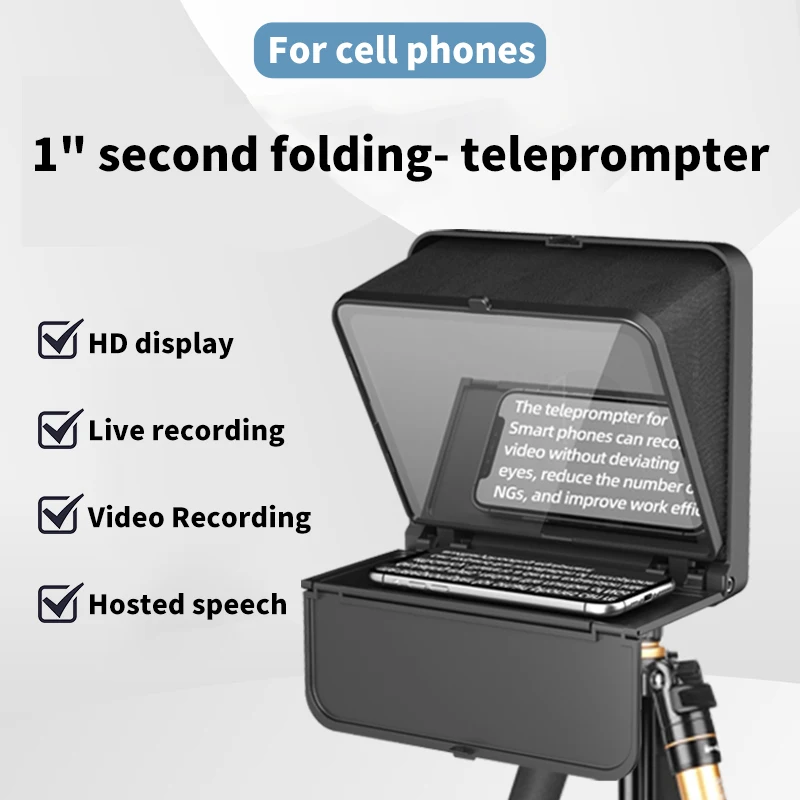 LENSGO TC7S Phone Teleprompter Portable Foldable Prompter for Smartphones Cell Phones Video Recording Live Streaming Interview