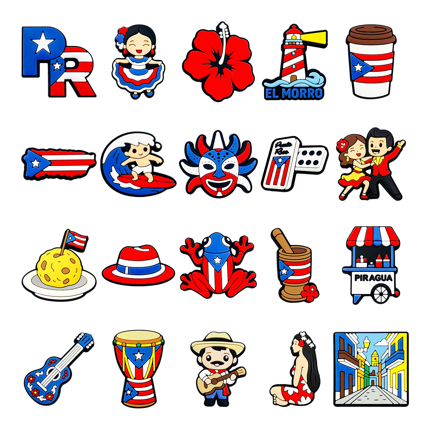 20-100pcs Puerto Rican Festival Dancing Style Shoes Charms Accessories Buckle Sandal Shoes Decorations DIY Women Party Gift