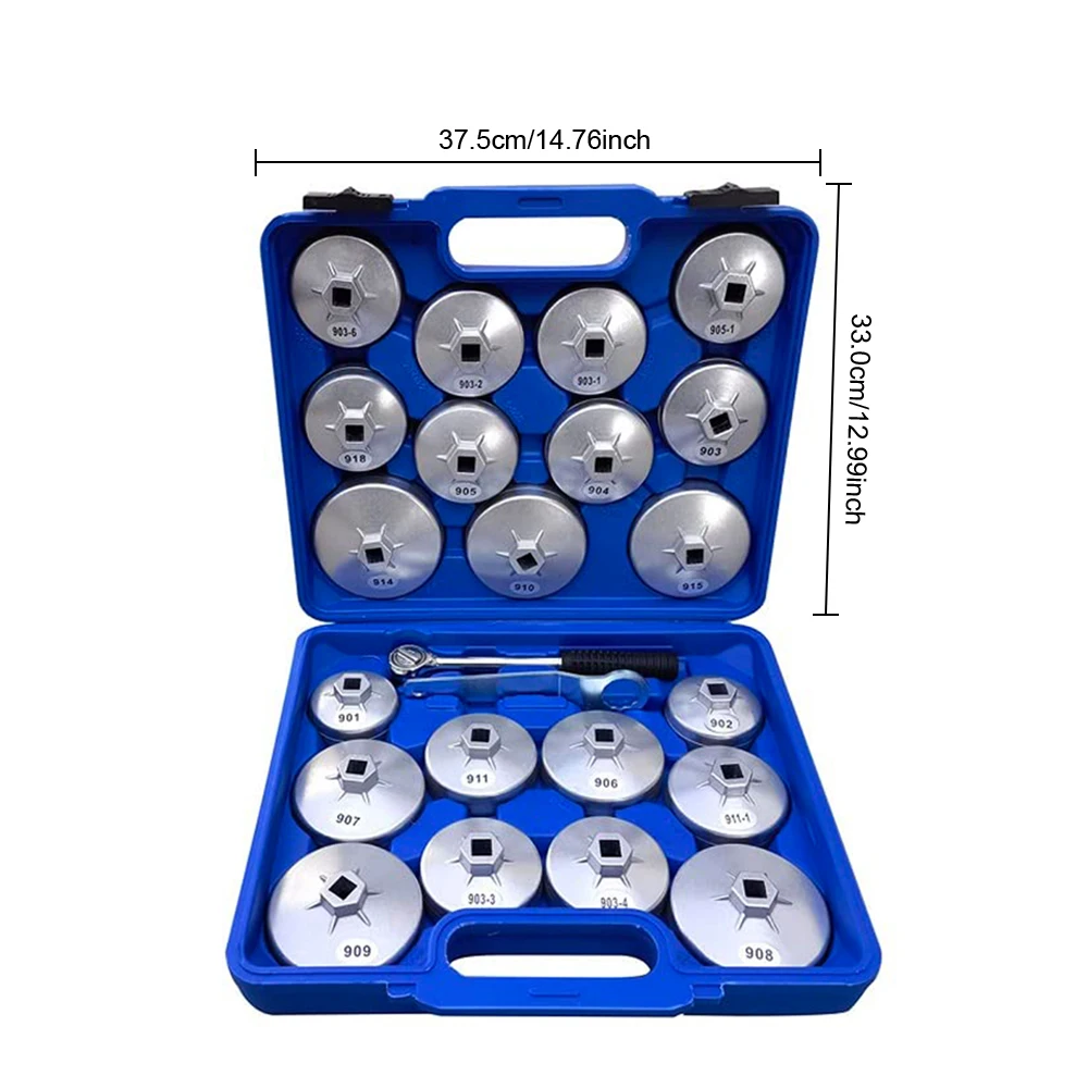 

Набор ключей для масляных фильтров Hikity, 23 шт., привод 1/2 дюйма, для снятия масляных фильтров, для Toyota, Mercedes-Benz, BMW