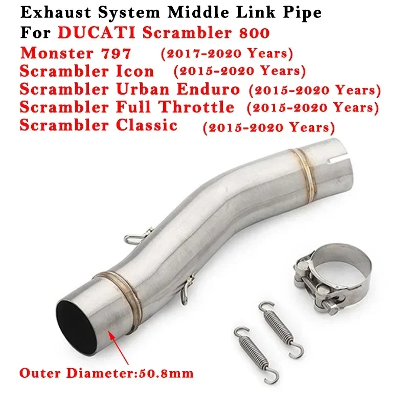 

Slip On For Ducati Scrambler 800 Monster 797 2015 - 2020 Motorcycle Exhaust System Modified Muffler Connection Tube 51mm Link..