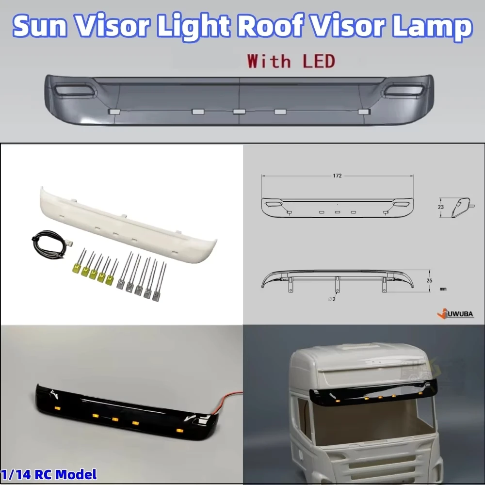 Simulation Roof Visor Lamp LED Sun Visor Light 3V for 1/14 Tamiya SCANIA R620 R470 R730 56323 Romote Control Trailer Toy Parts