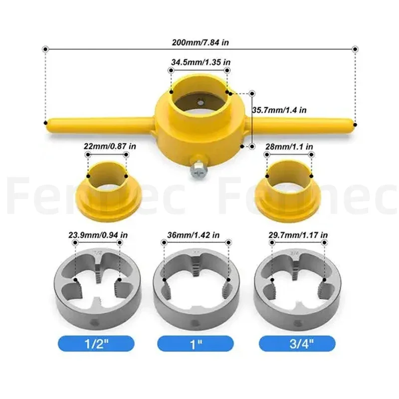 6PCS Plastic Pipe Thread Die Kit 1/2\