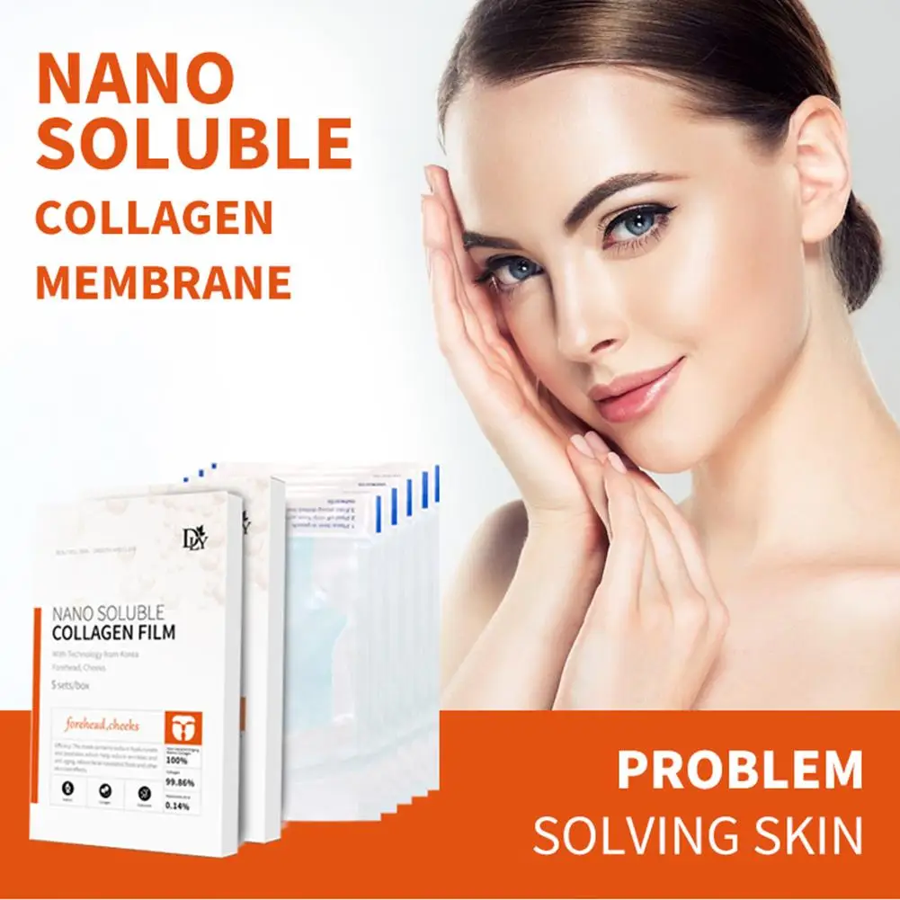 5Sets/Box Nano Collagen Soluble Film Paper Soluble Facial Mask Anti Aging Wrinkle Reduce Fine Lines Moisturier Firming Skin Care