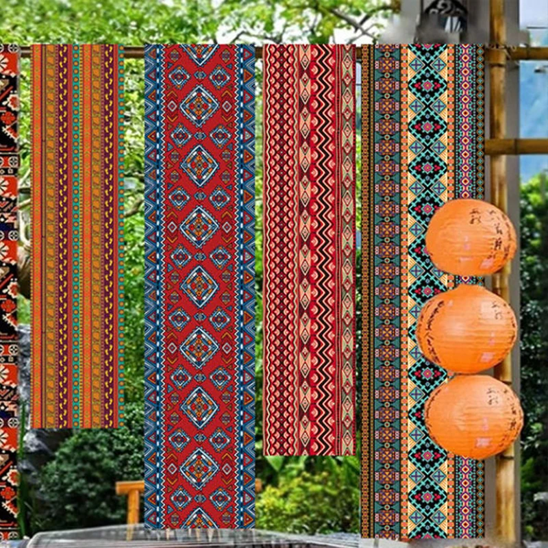 

Ethnic Style Yunnan Folk Long Strip Ceiling Hanging Cloth Homestay Special Feature Pub Bar Background Atmosphere Wall Decor