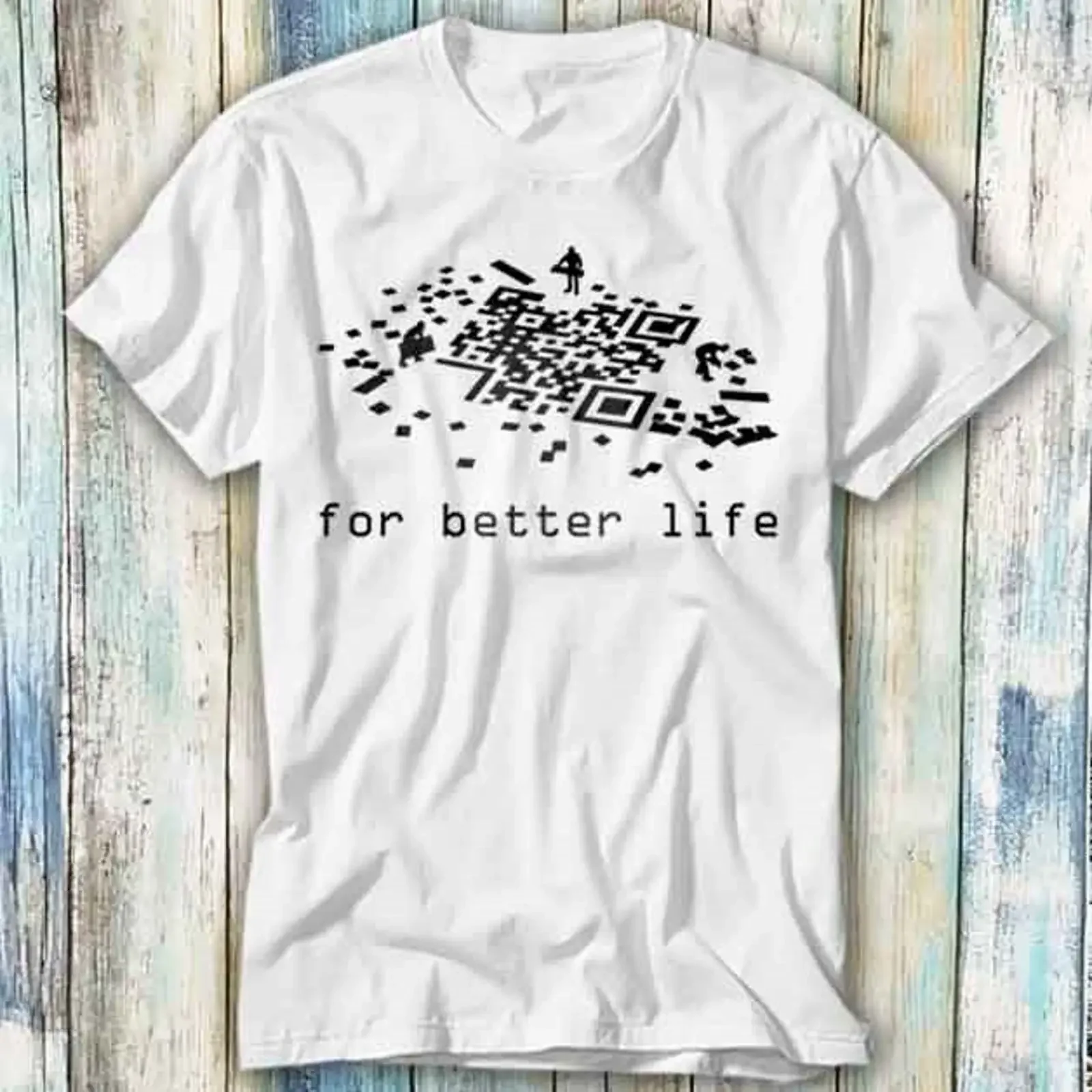 T Shirt QR Code Barcode Sense of Humor for Better Meme Geschenk Top 1054 vintage Washed Unisex Stylish graphic Soft fashion