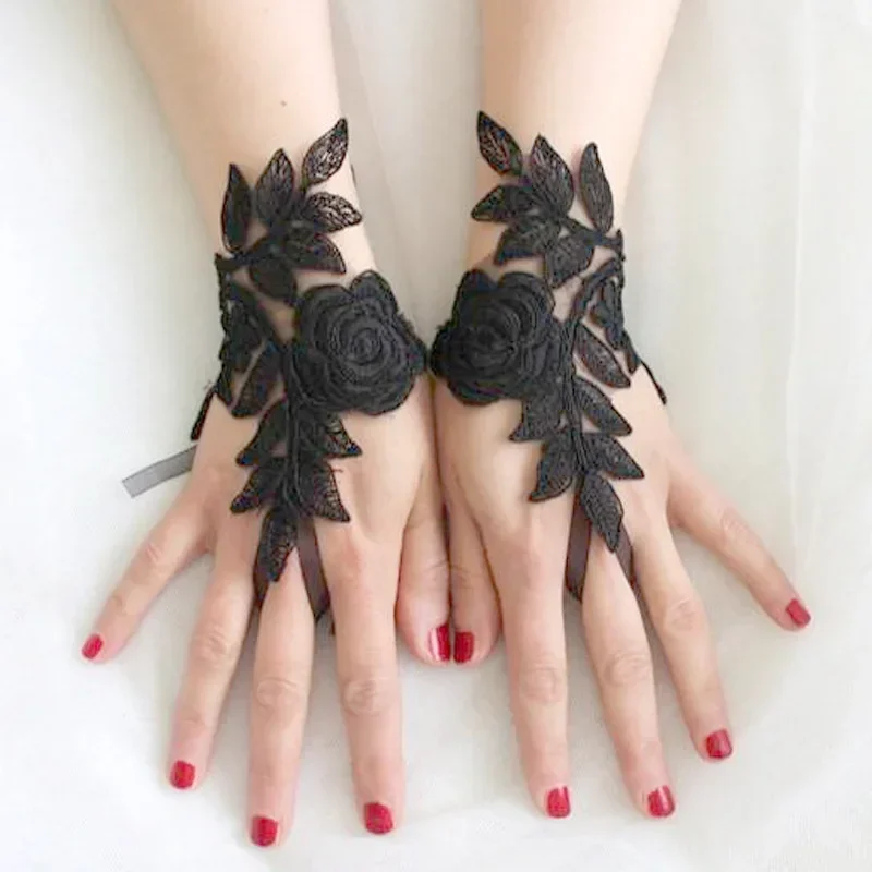 Weiche Handschuhe für Damen, kurze weiße Spitze, fingerlose Handschuhe, Netz, Goth, Gothic, Kostüm, Hochzeit, Strumpfhosen, Strümpfe, Hochzeitsaccessoires