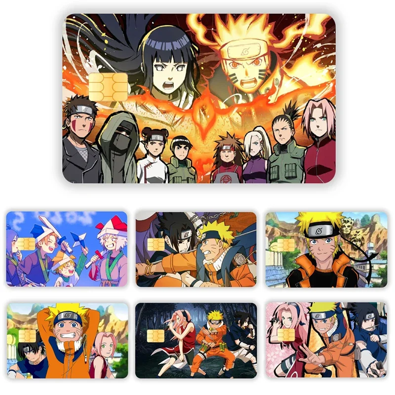 Pegatinas de piel de tarjeta de crédito de dibujos animados de Naruto, pegatina impermeable, decoración, película protectora de tarjeta de carga bancaria de débito