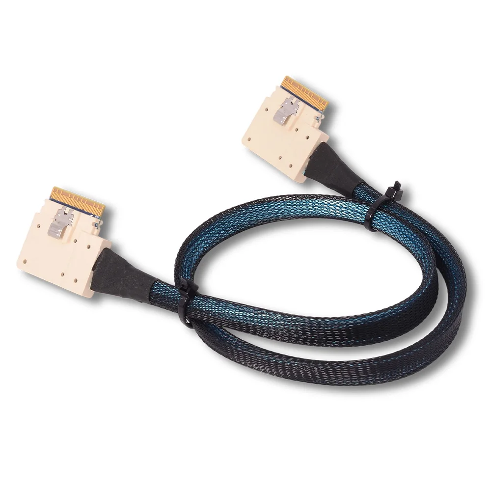 2025 NEW SlimSAS 4.0 8i 74Pin Line Dual Elbow SFF-8654 Male To Male 8I NVMe PCIe Server Backplane Cable 24Gbps 50cm