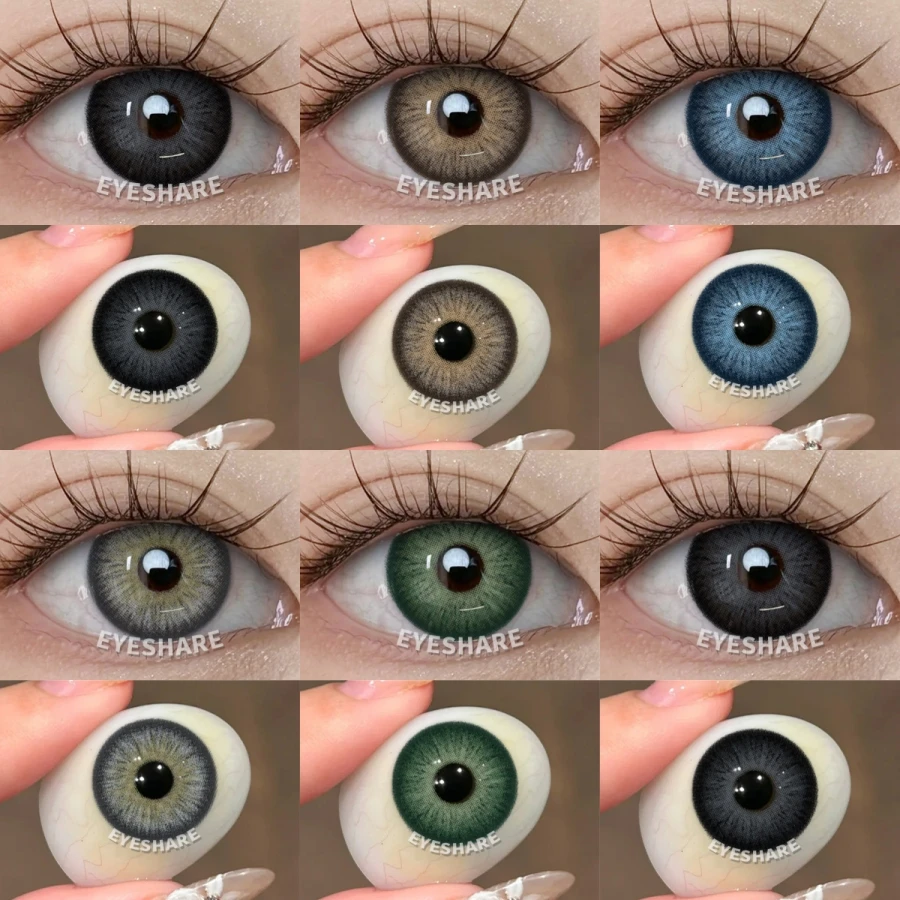 EYESHARE 1 Paar schwarze farbige Kontaktlinsen für Augen, braune Farblinsen, modische graue Kontaktlinsen, Softlinsen, schöne Pupillen