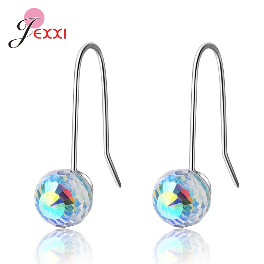 

Модные круглые массивные серьги из стерлингового серебра 925 пробы с кристаллами для женщин и девочек, подарок на годовщину, модные ювелирные изделия, оптовая продажа