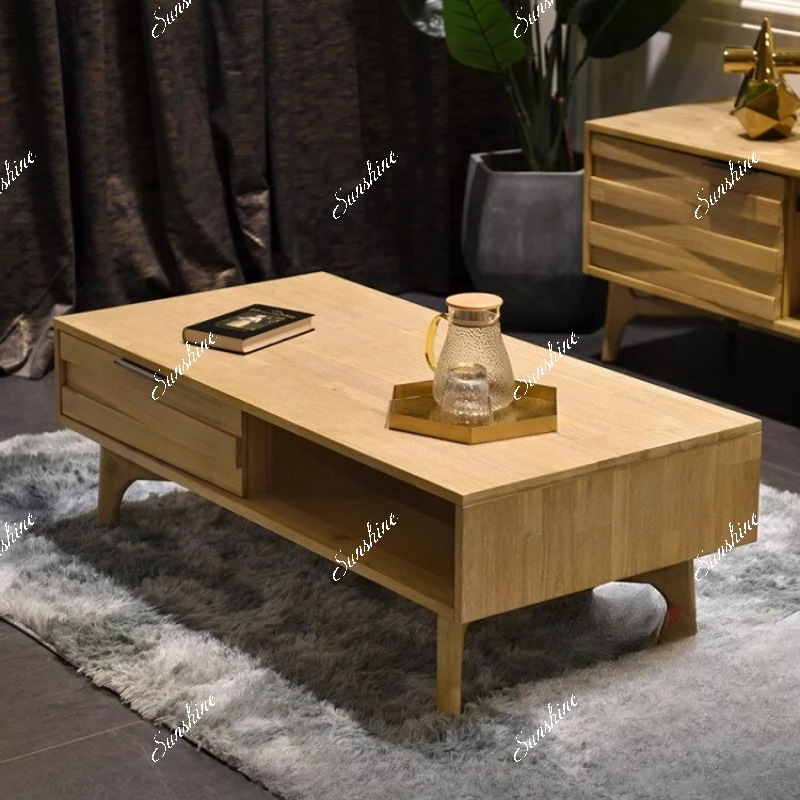 

Modern simple living room small apartment bedroom furniture set, solid wood TV cabinet combination