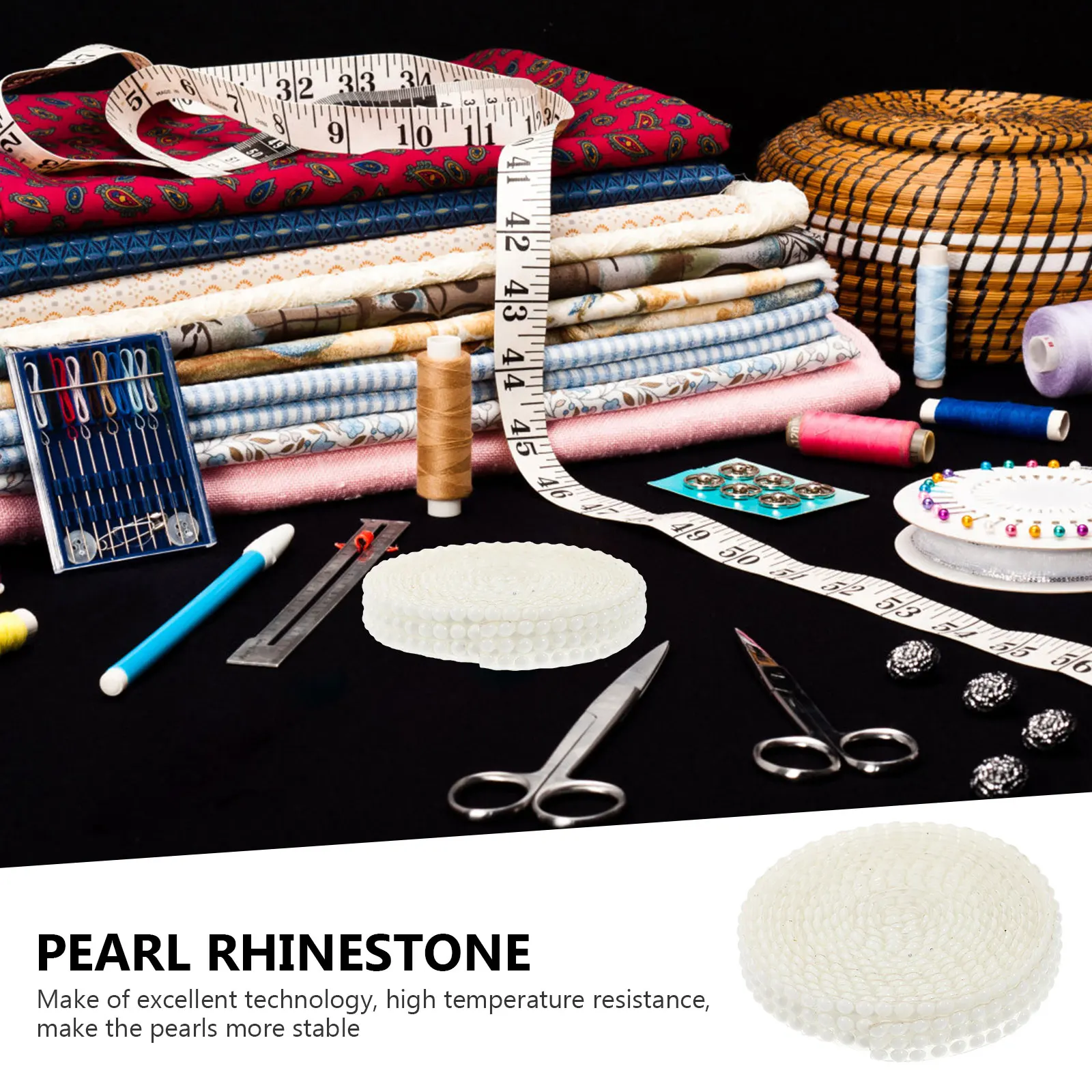 

Pearl Rubber-backed Chain Ribbon Trim Beads Adhesive Strip Strips Rhinestone Belt Decorative Pearl Wraps Clothing Materials Heat