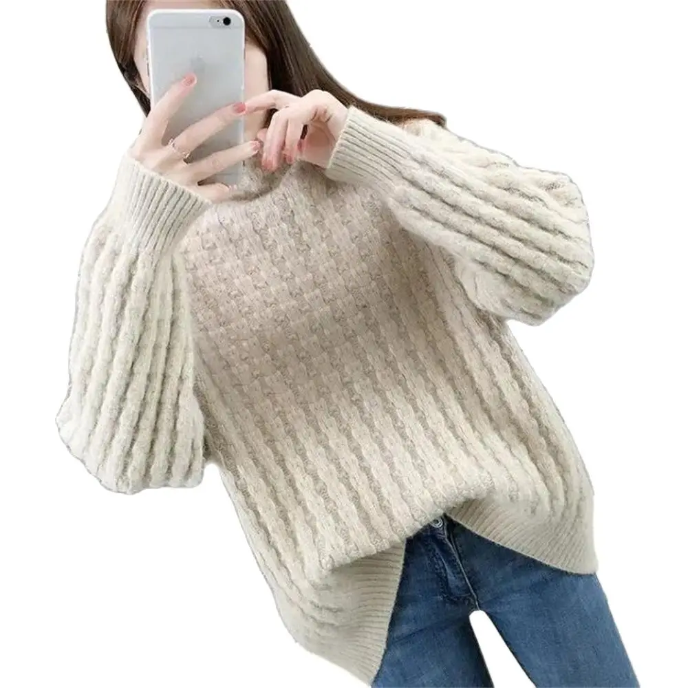 Women's Korean Style Turtleneck Knitted Sweater Long Sleeve Jumper Female Pullover Knitwear Thick Warm Autumn Winter 2024