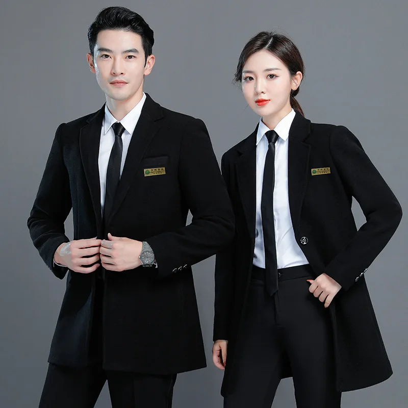 

Winter Thickened Hotel 4S Shop Overalls Men's and Women's Sales Department Business Work Clothes Woolen Coat