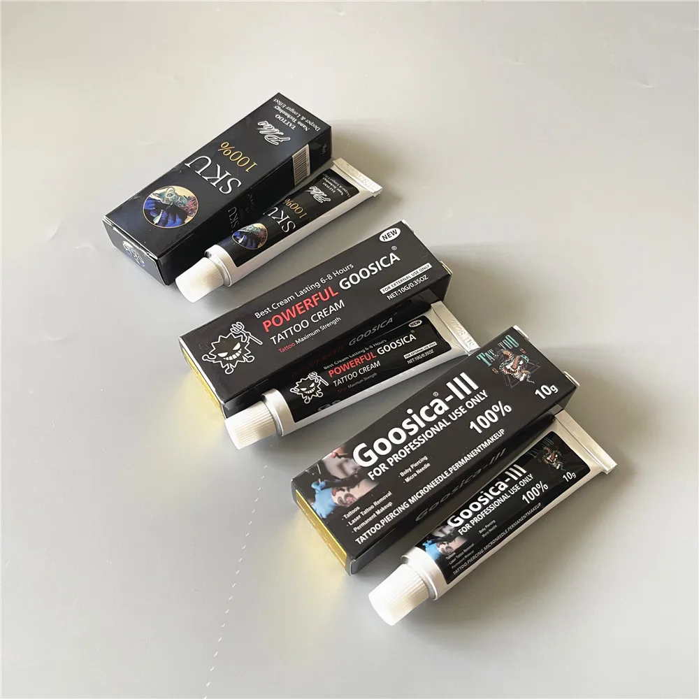 

10pcs 79.9% 82.6% 99.9% 100% Goosica Before Tattoo Cream for Permanent Makeup Piercing Microblading Eyebrow Lip 10G